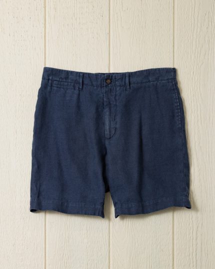 Garment Dyed Linen Camden Short in Navy